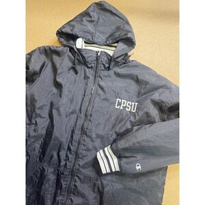 Champion Cal Poly CPSU Vintage Windbreaker Jacket Black Mens M Quilted Lining